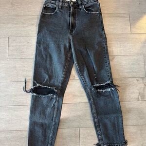 Distressed Black A&F Mom Jeans